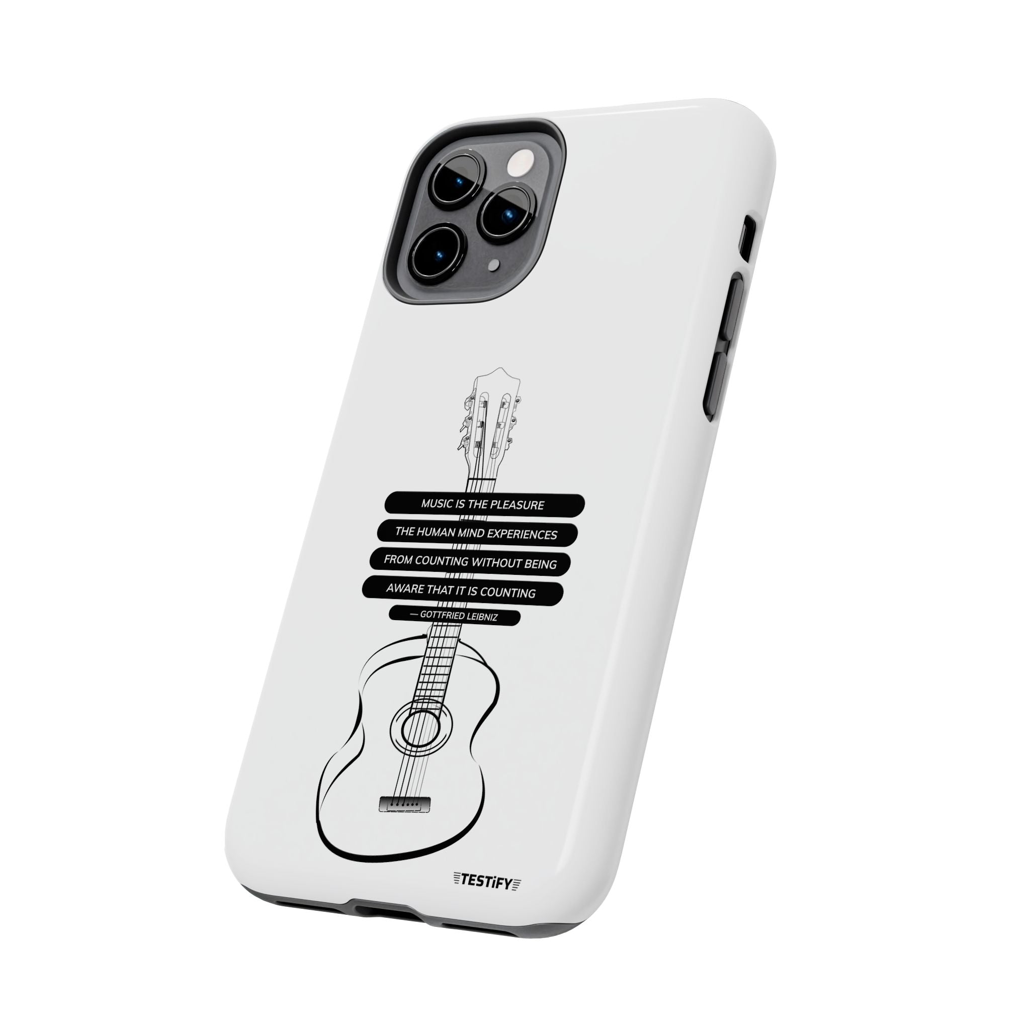 Acoustic Guitar Quote Tough Phone Case — “Music is the Pleasure” Protective Phone Cover