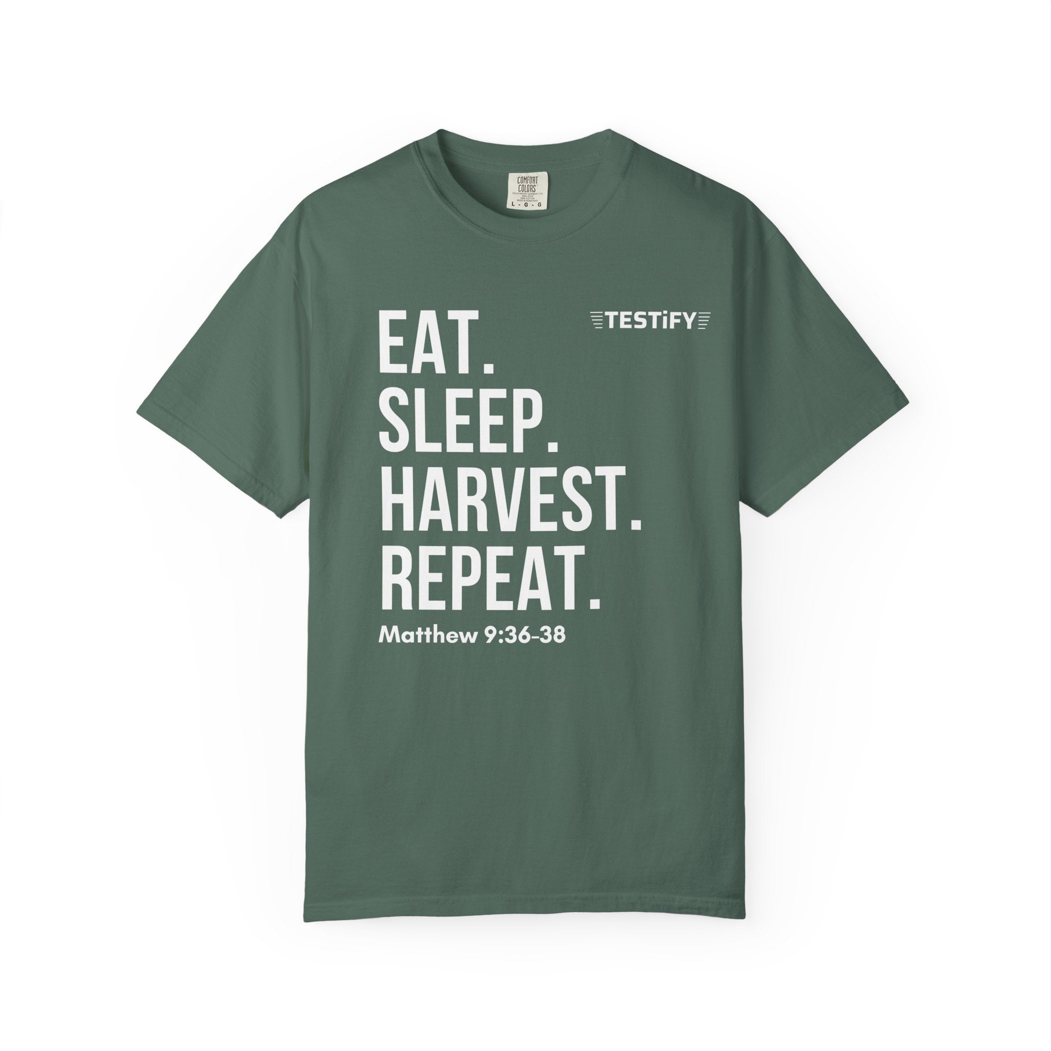 Harvest Mission T-Shirt — "Eat. Sleep. Harvest. Repeat." Christian Faith Tee