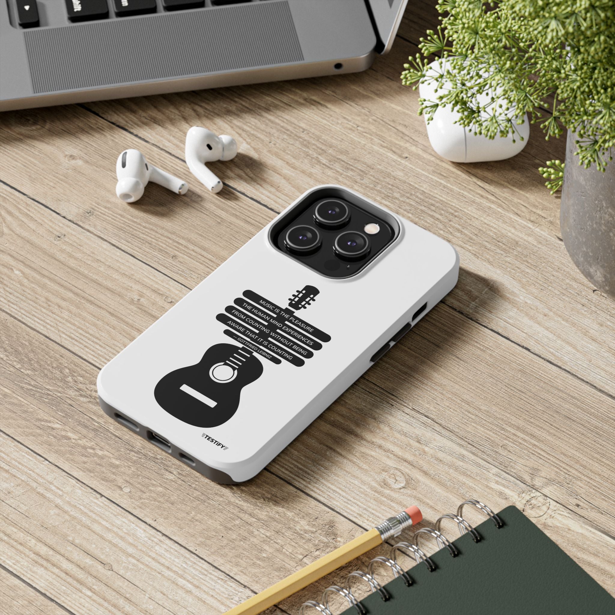 Guitar Quote Tough Phone Case — "Music is the Pleasure" Acoustic Design