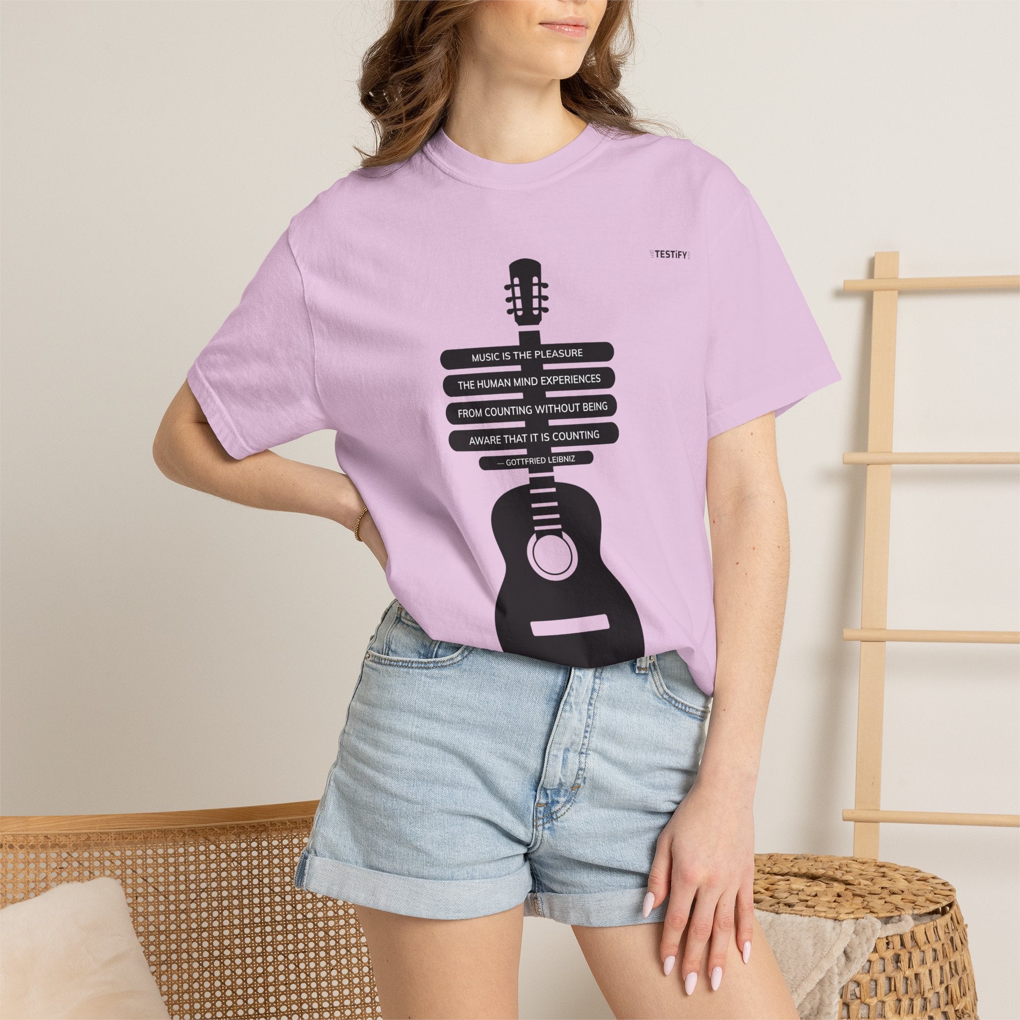 Acoustic Guitar Quote T-Shirt — "Music is the Pleasure" Graphic Tee