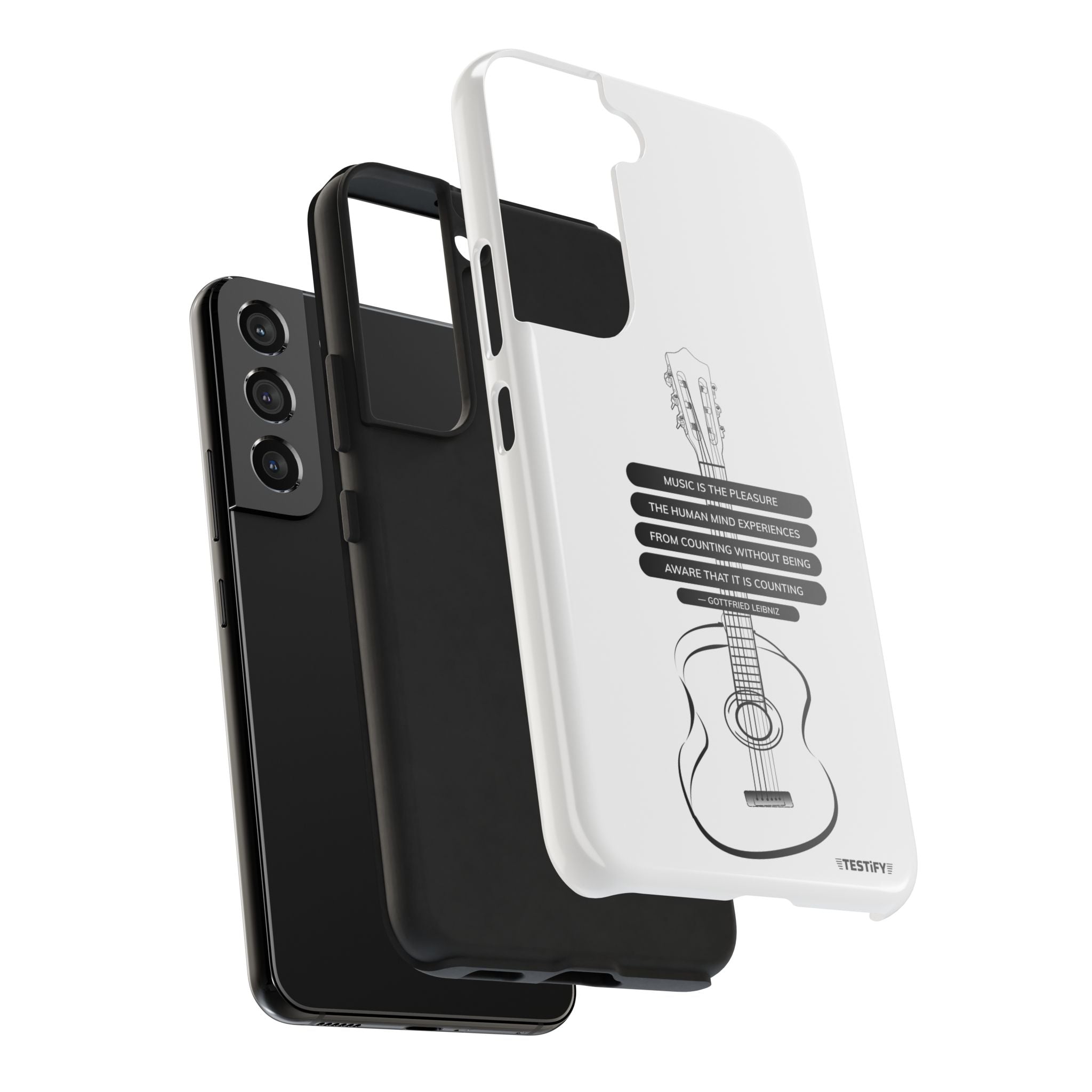 Acoustic Guitar Quote Tough Phone Case — “Music is the Pleasure” Protective Phone Cover