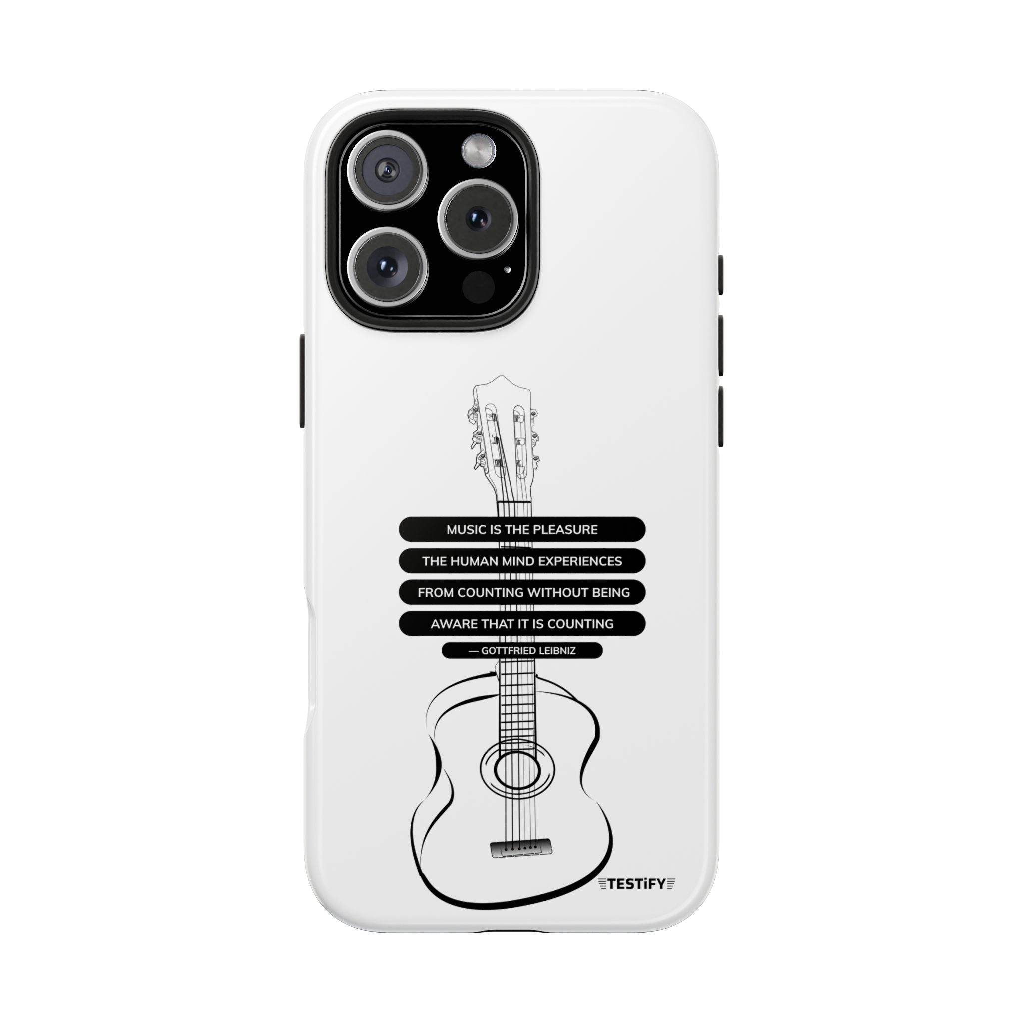 Acoustic Guitar Quote Tough Phone Case — “Music is the Pleasure” Protective Phone Cover