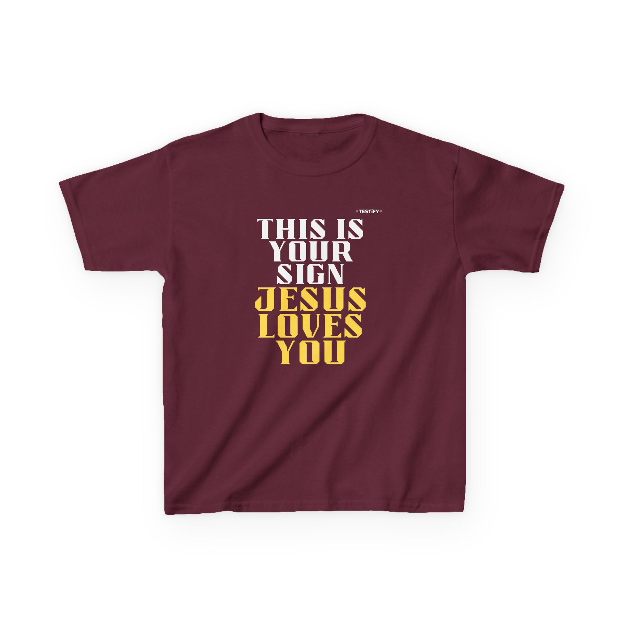 Kids T-Shirt — 'Jesus Loves You' Bright Yellow Faith Tee