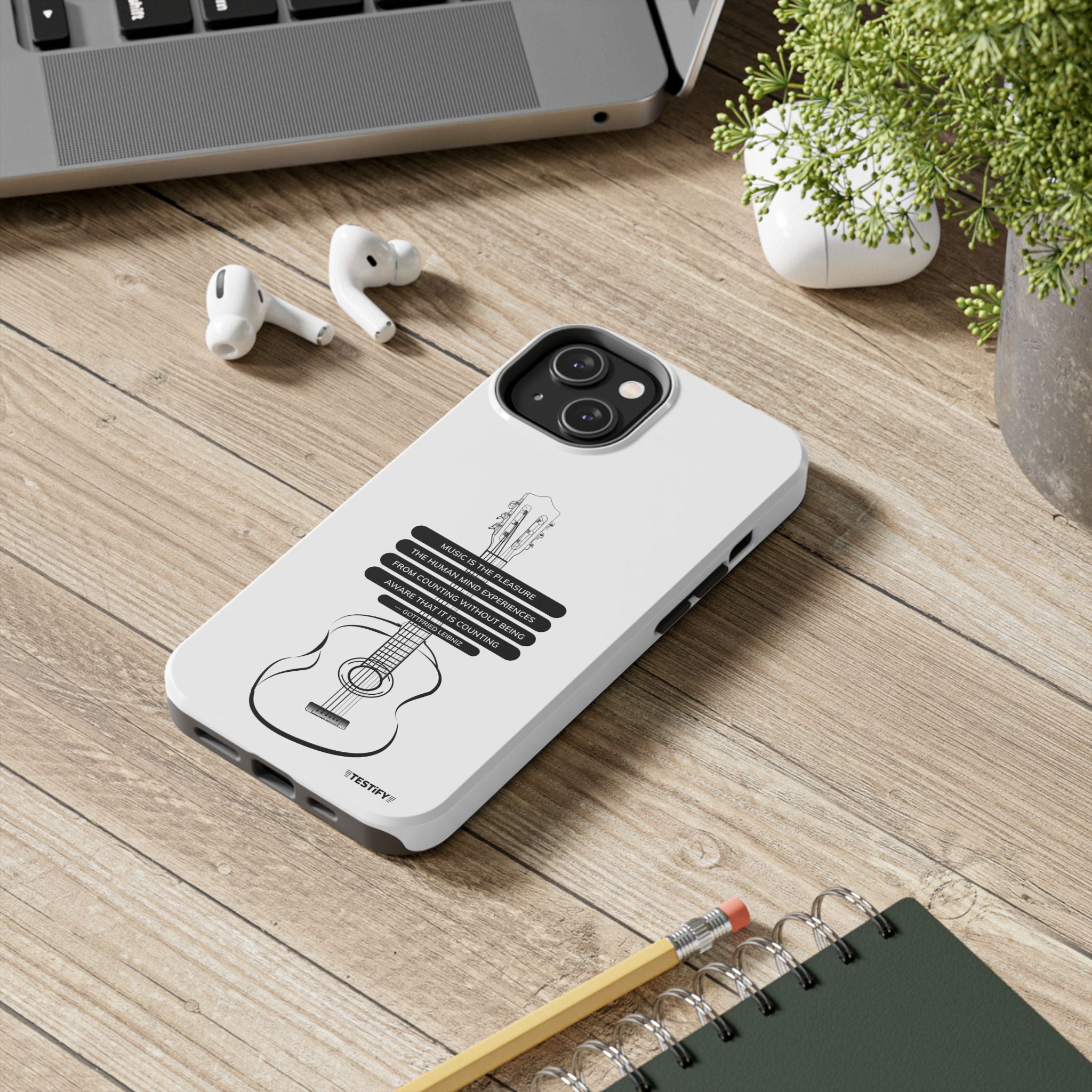 Acoustic Guitar Quote Tough Phone Case — “Music is the Pleasure” Protective Phone Cover