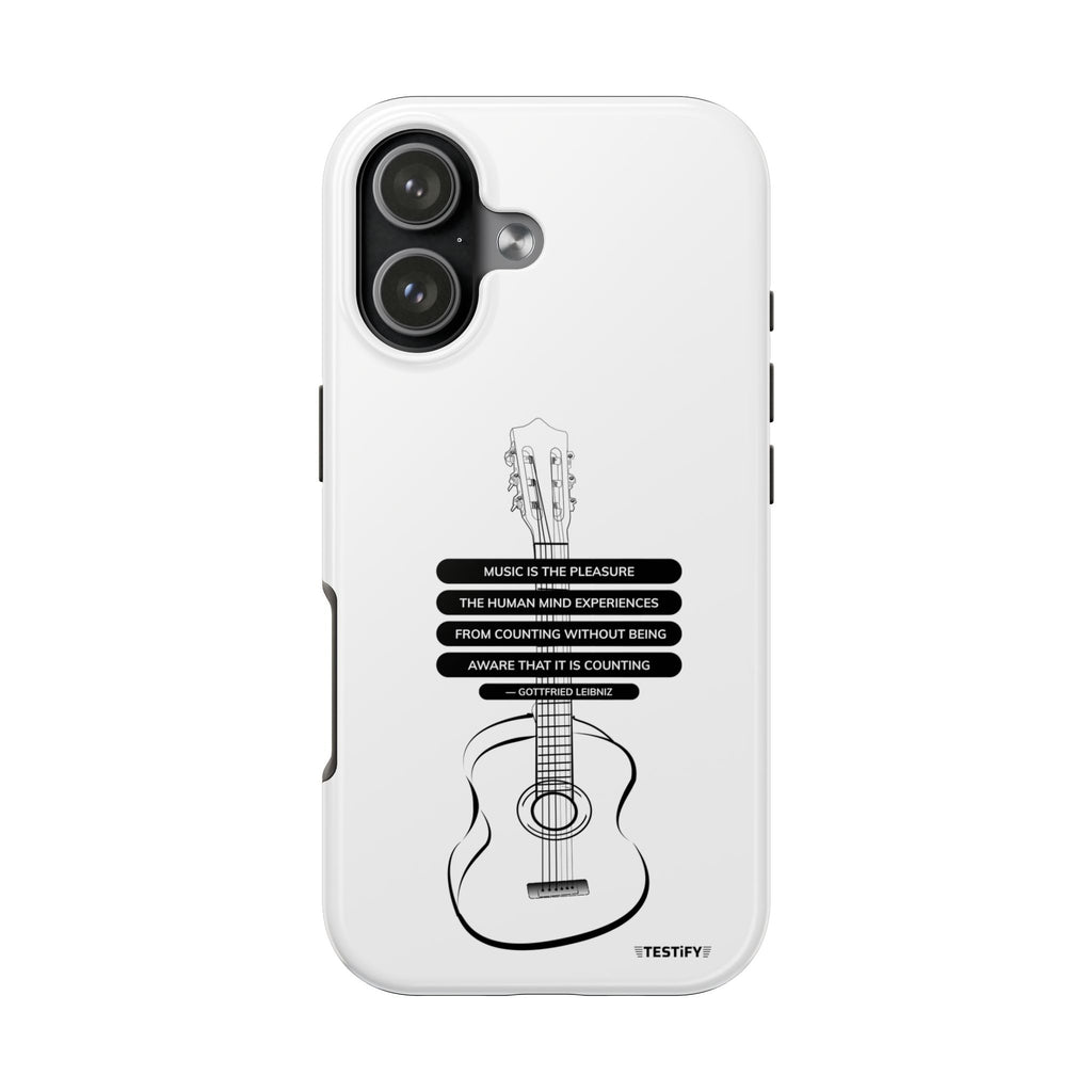 Acoustic Guitar Quote Tough Phone Case — “Music is the Pleasure” Protective Phone Cover