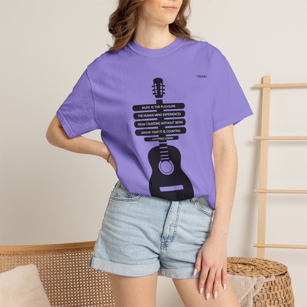 Acoustic Guitar Quote T-Shirt — "Music is the Pleasure" Graphic Tee