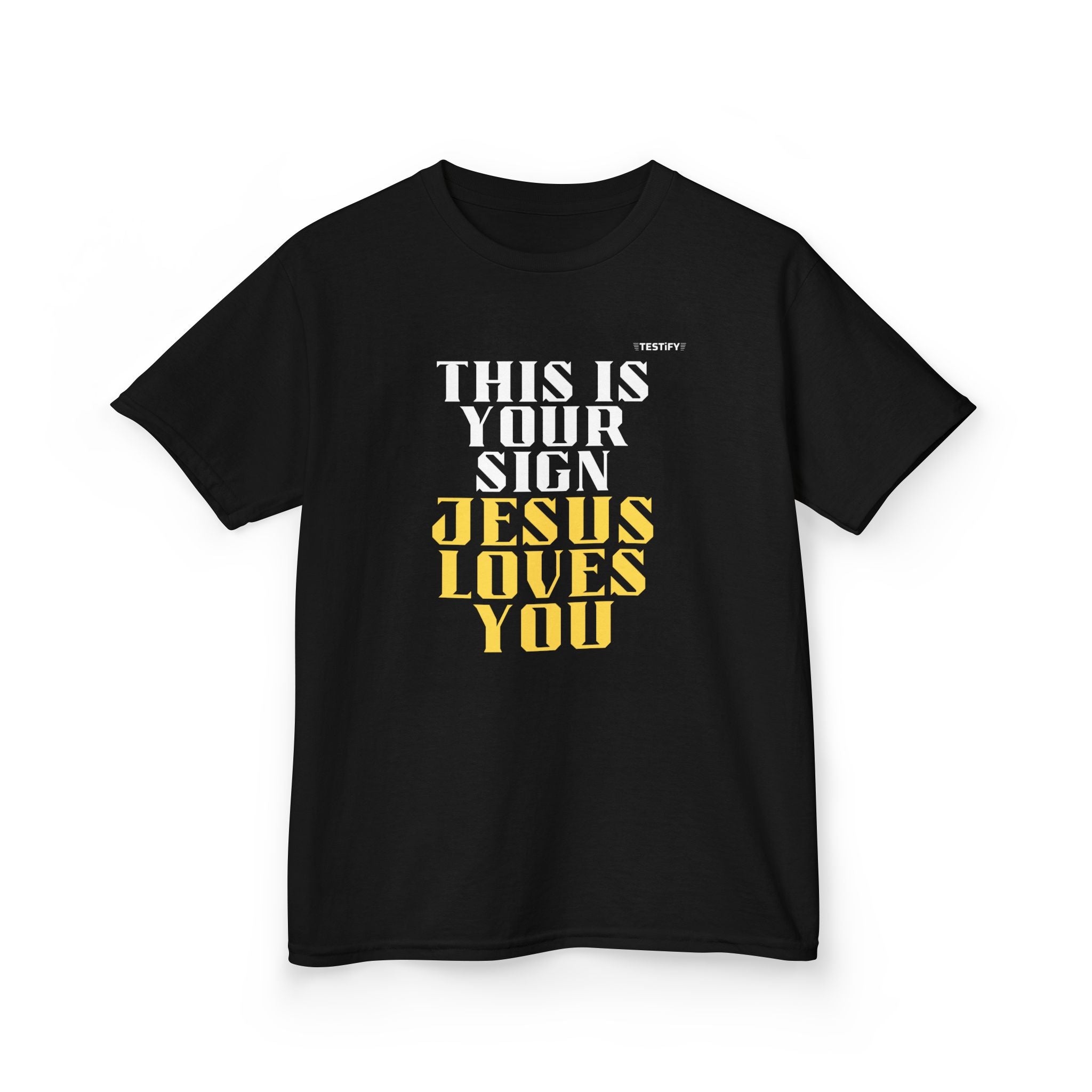 Kids T-Shirt — 'Jesus Loves You' Bright Yellow Faith Tee