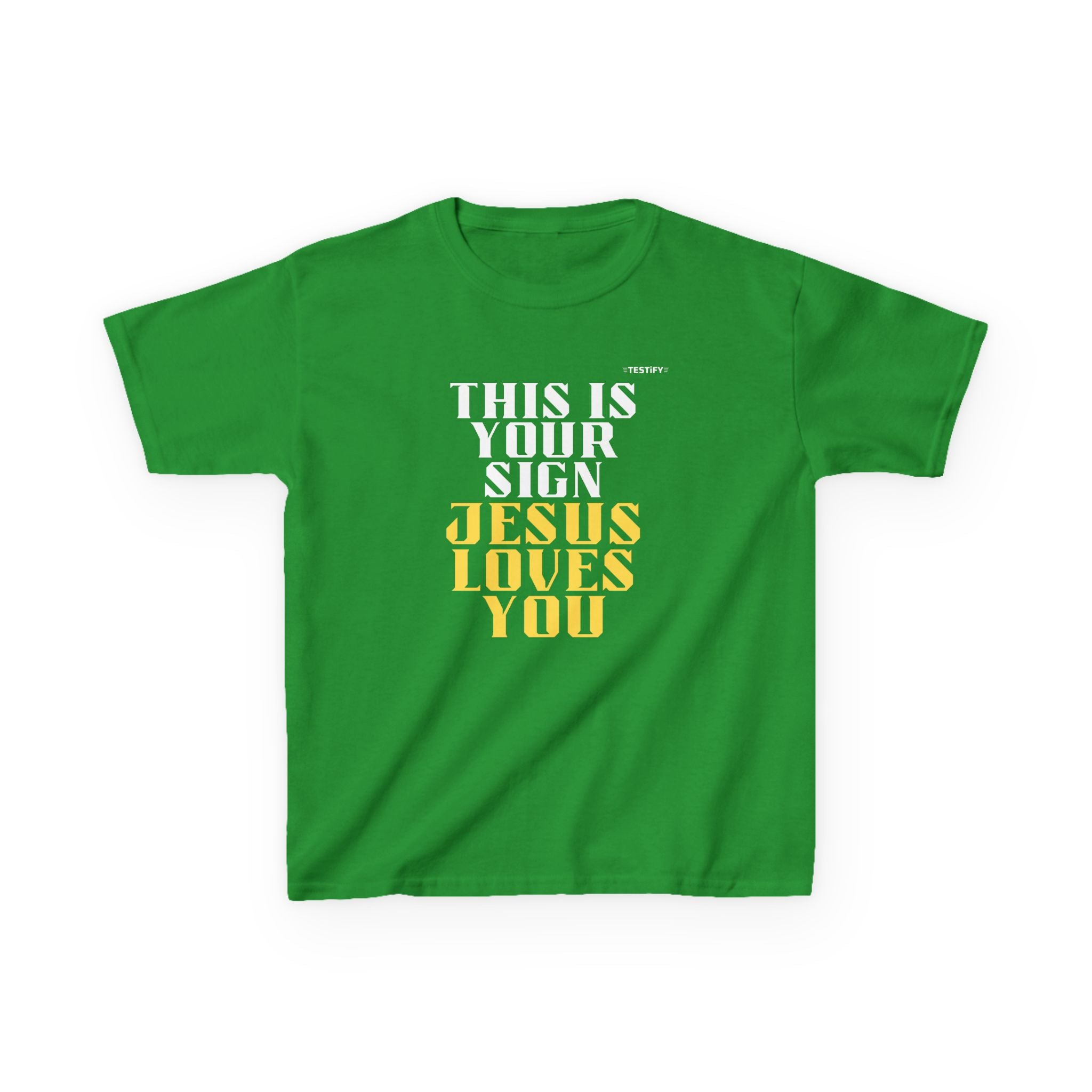 Kids T-Shirt — 'Jesus Loves You' Bright Yellow Faith Tee