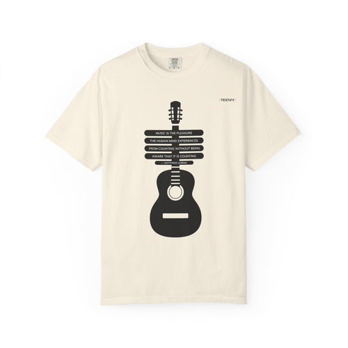 Acoustic Guitar Quote T-Shirt — "Music is the Pleasure" Graphic Tee