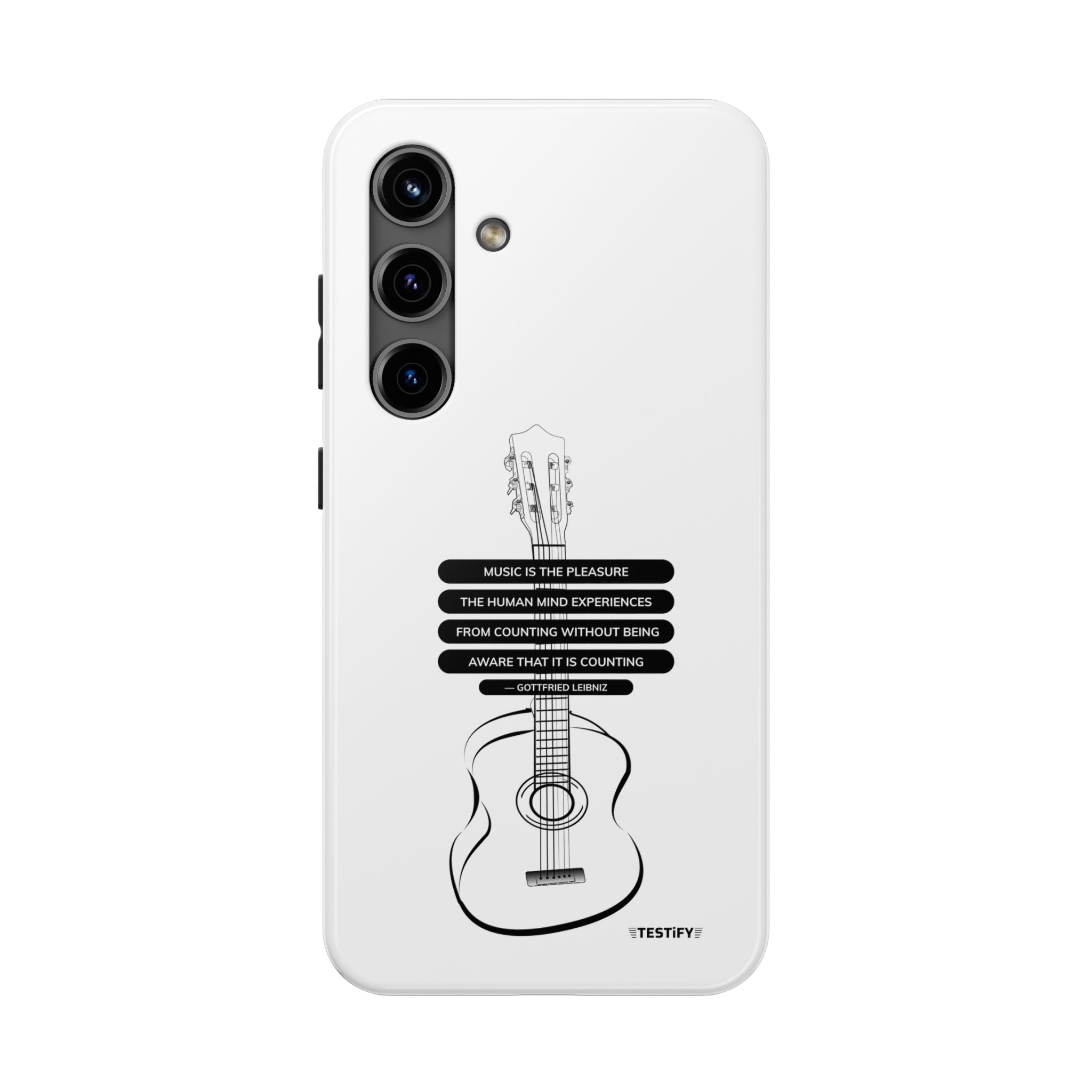 Acoustic Guitar Quote Tough Phone Case — “Music is the Pleasure” Protective Phone Cover